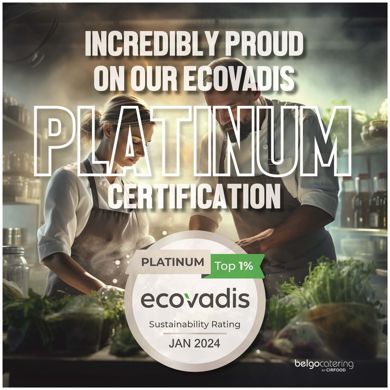 Belgocatering obtient le certificat EcoVadis PLATINUM et se classe parmi les entreprises les plus durables en Belgique ! 